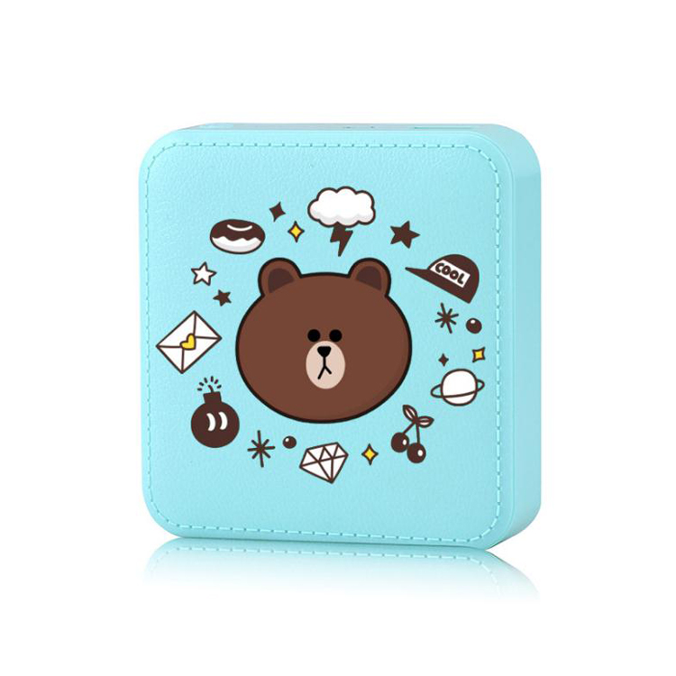 Custom logo square design pocket size leather power bank 5000mah for cell phone