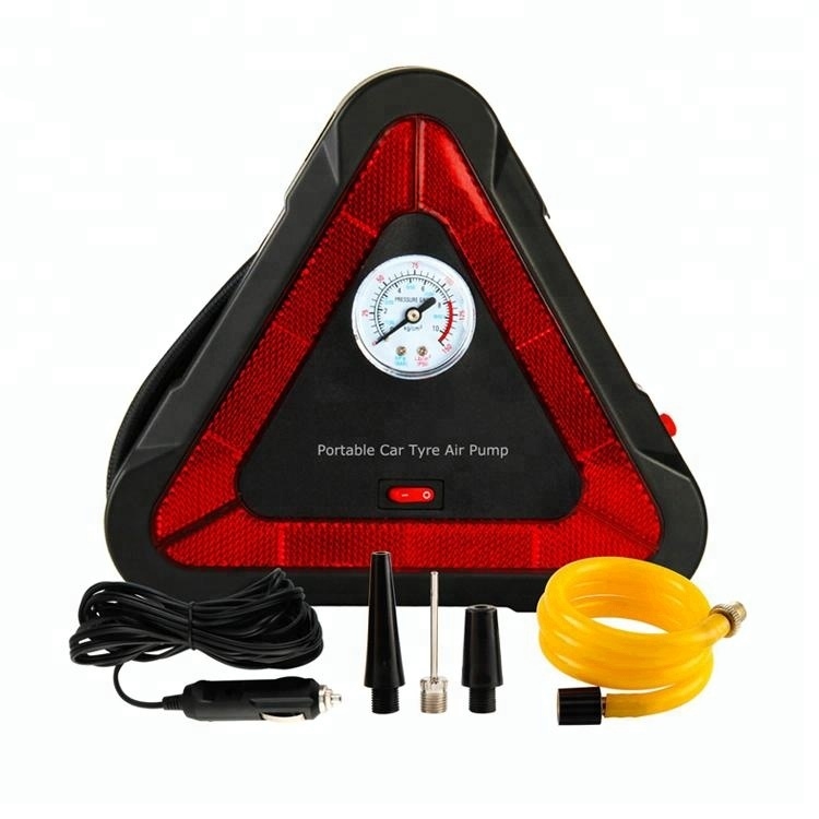  Triangle design portable tire pressure inflator,150psi car tyre pump inflator with led light