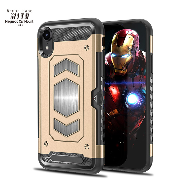 Factory Wholesale Free Sample Phone Case Hard PC Armor Case Phone Cover with Card Slot for iPhone XR XS MAX 6 7 8 PLUS