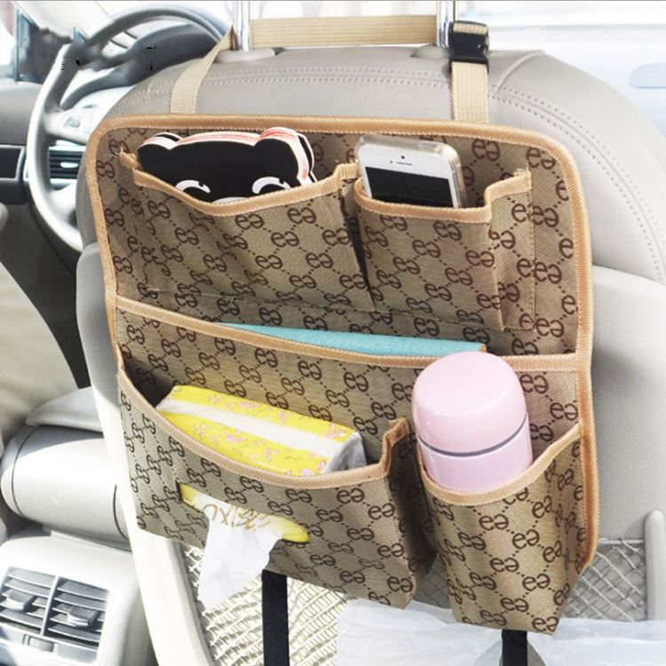 Universal compact portable multi pockets tissue storage car organizer for backseat 