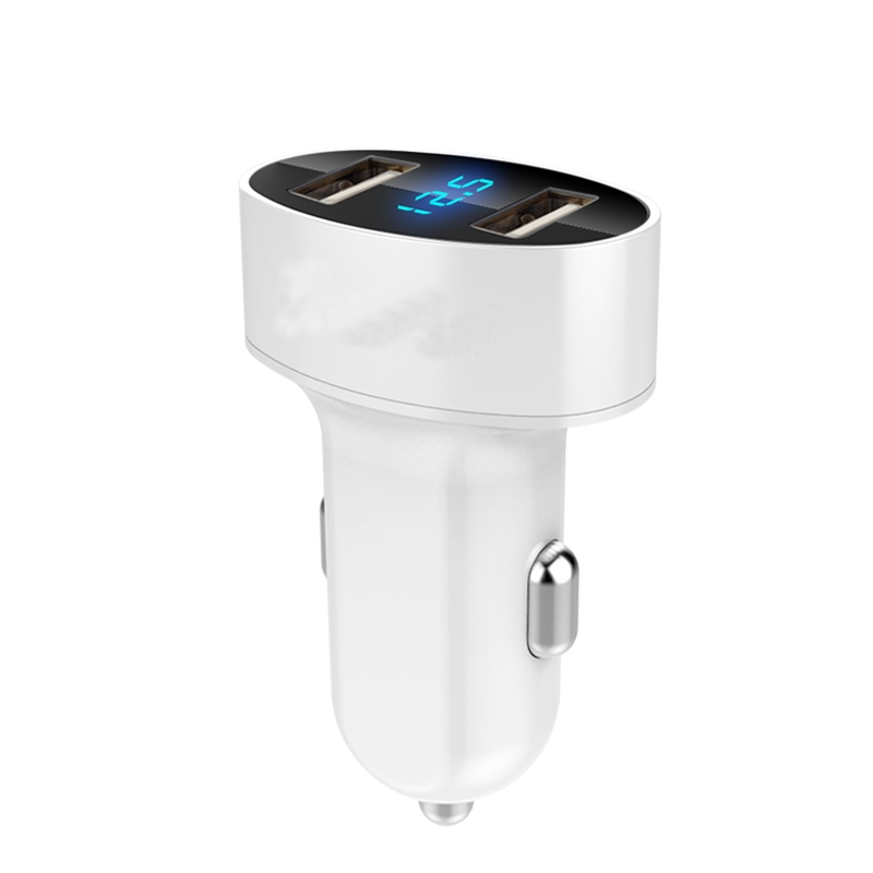 Newest LED screen display smart dual usb car charger for cell phone 